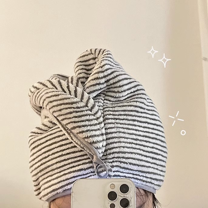Spa Towel - Microfiber Striped Hair Drying Towel Super